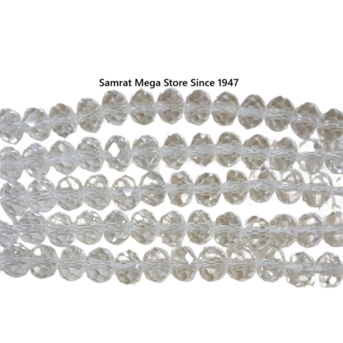 Tyre Crystal Glass Beads - White (4mm, 6mm, 8mm)