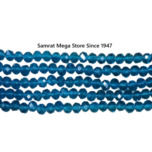 Tyre Crystal Glass Beads - Peacock Blue (4mm, 6mm, 8mm)