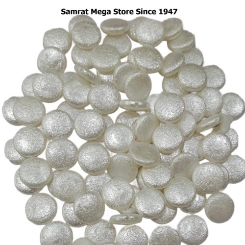 Round Disc Acrylic Beads – Pearl White ~(50g, 100 pcs)