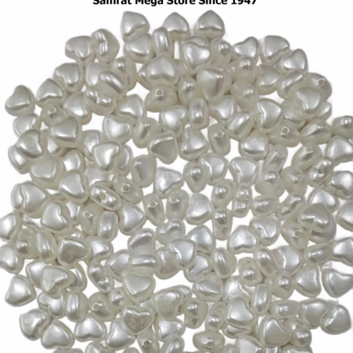 Heart Acrylic Beads – Pearl White ~(40g, 192 pcs)