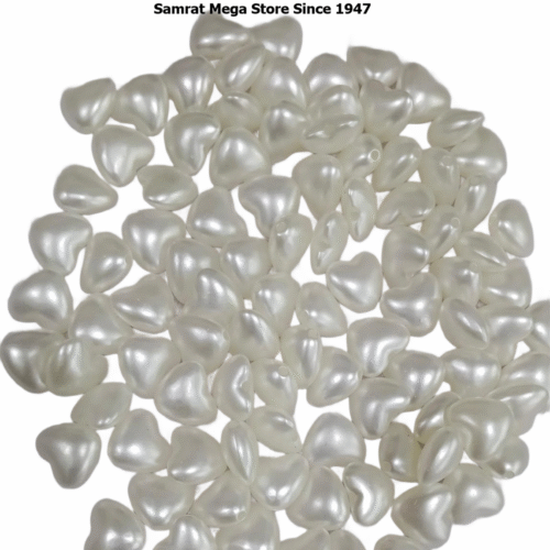 Heart Acrylic Beads – Pearl White ~(40g, 100 pcs)