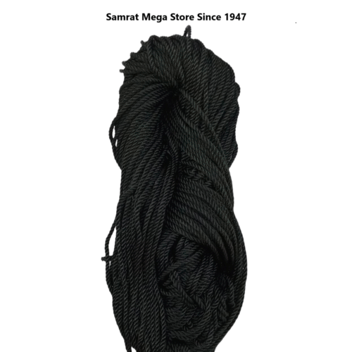 Polyester Crochet Yarn, Twisted – Black (4mm, 100g)
