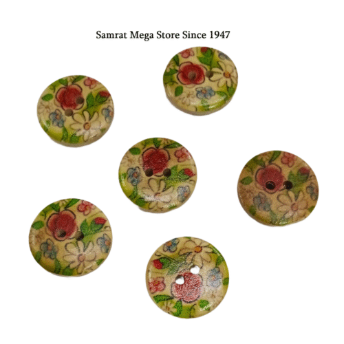 Printed Wooden Buttons 1 – 6 Pcs, 18 mm (1.8 cm)