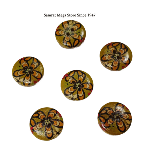 Printed Wooden Buttons 3 – 6 Pcs, 18 mm (1.8 cm)