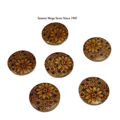 Printed Wooden Buttons 4 – 6 Pcs, 18 mm (1.8 cm)