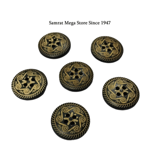 Printed Wooden Buttons 5 – 6 Pcs, 18 mm (1.8 cm)