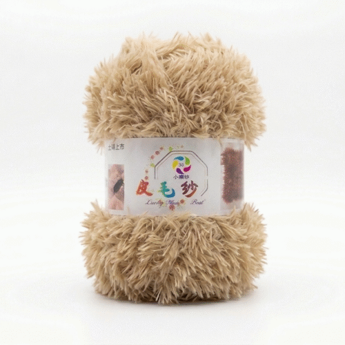 Faux Fur Yarn Shade Beige