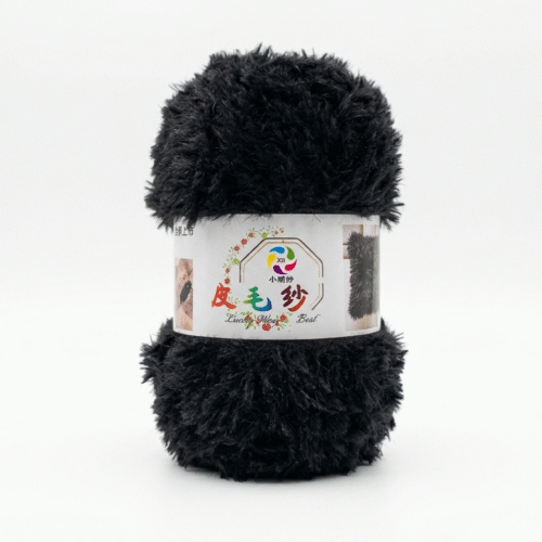 Faux Fur Yarn Shade Black