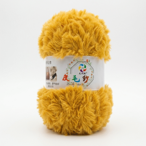 Faux Fur Yarn Shade Mustered (Yellow)