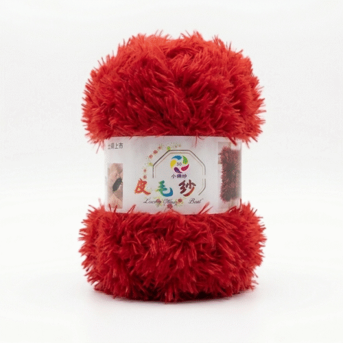 Faux Fur Yarn Shade Red
